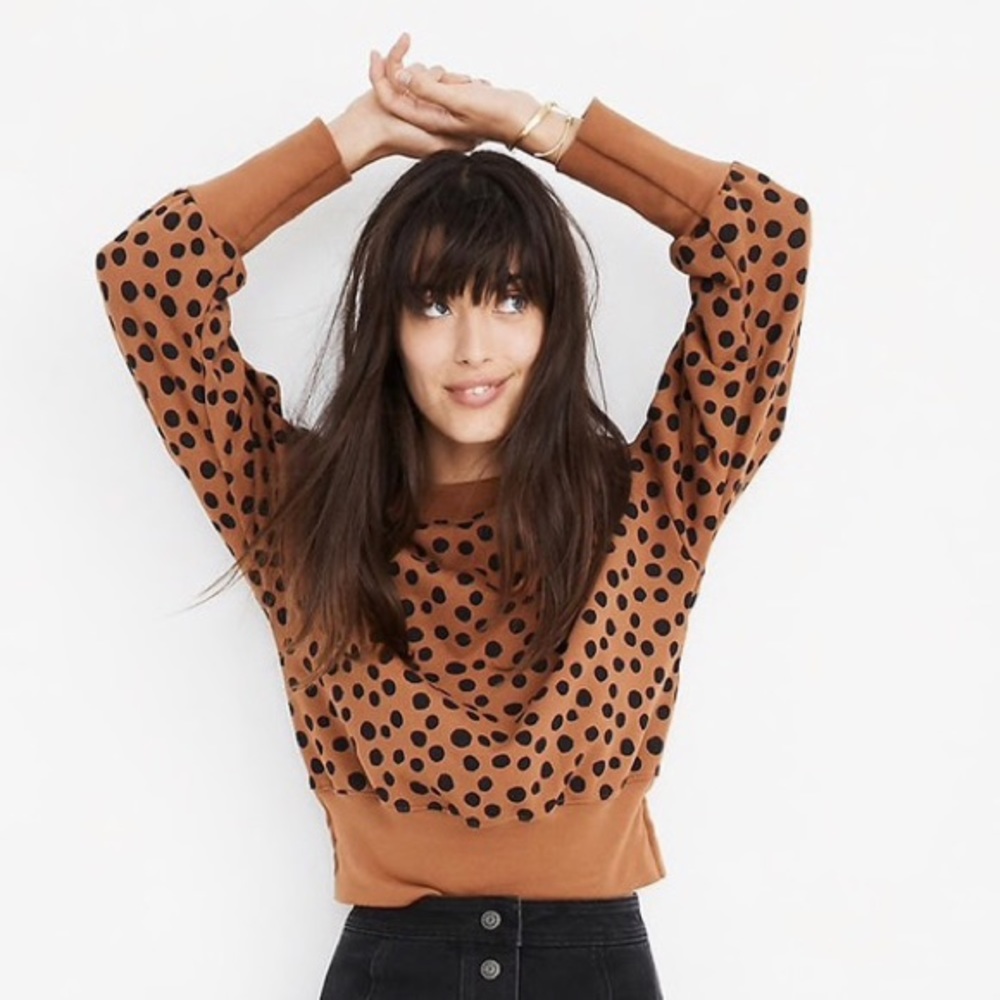 Madewell Pleat-Sleeve Sweatshirt in Leopard Dot
